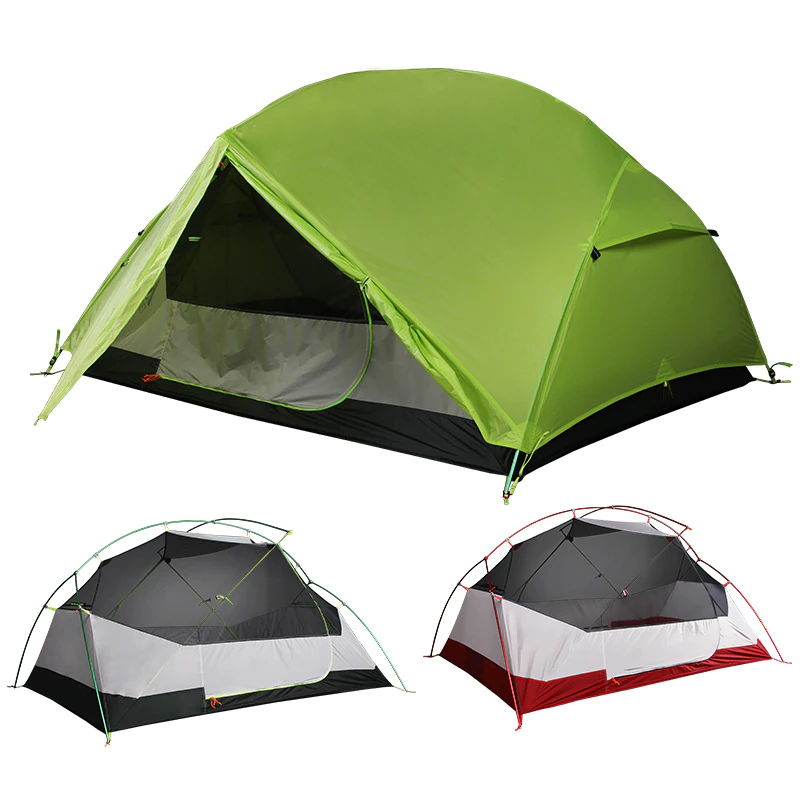 Cheap Goat Tents Outdoor Camping Hiking Portable Two Person Tent Ultralight Solicone Coated Double Layer Travel Tent Tents 